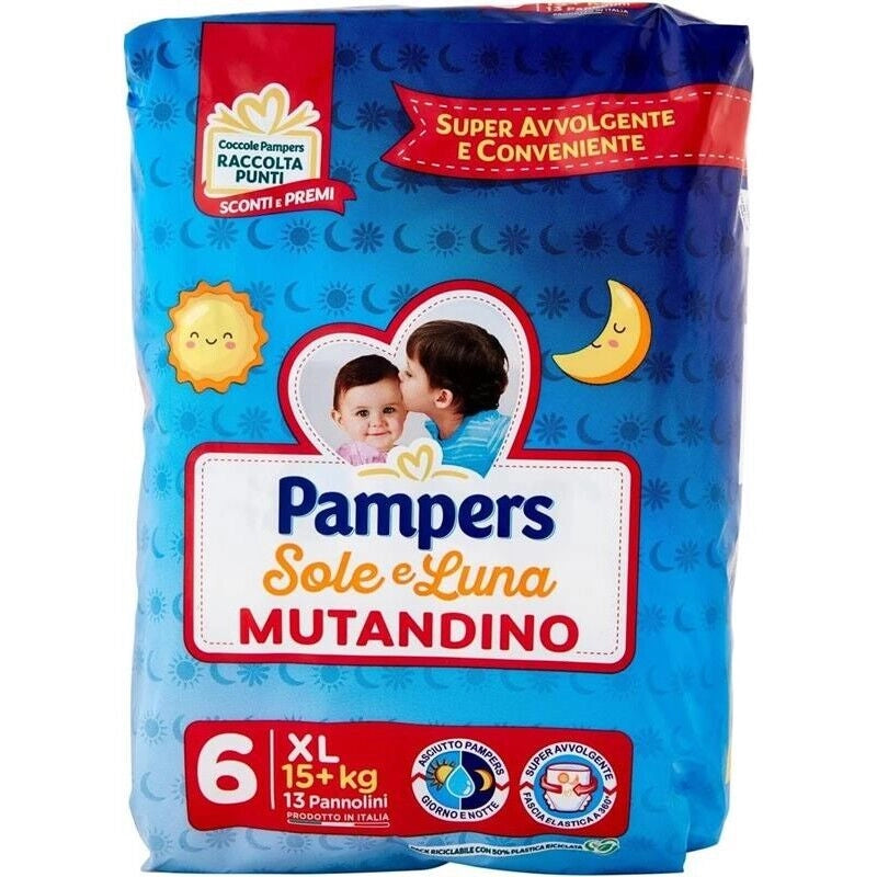 PANNOLINI PAMPERS SOLE E LUNA MUTANDINO CONFEZIONE DA 13PZ XL TAGLIA 6