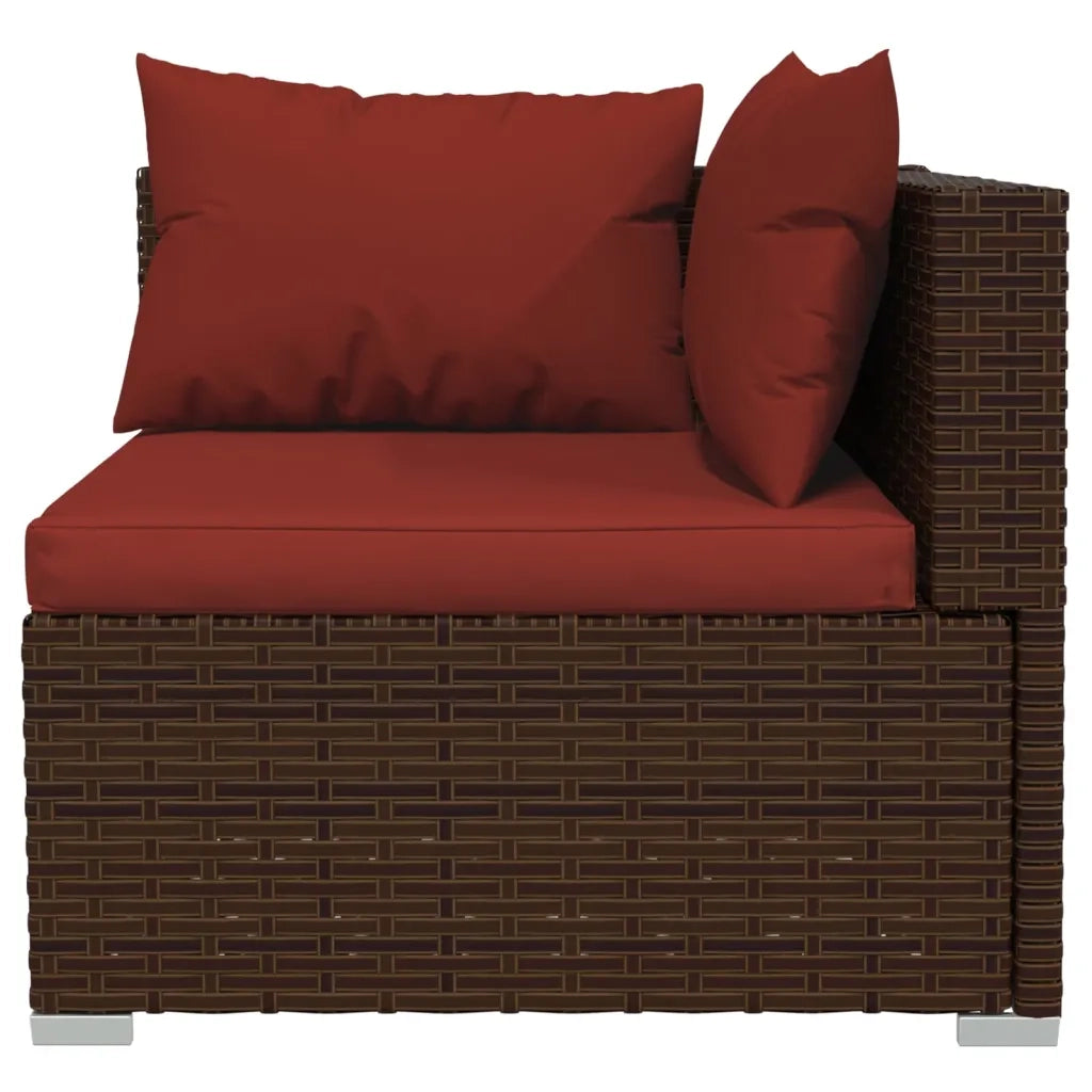 Set Divani da Giardino 10 pz con Cuscini in Polyrattan Marrone 3102795