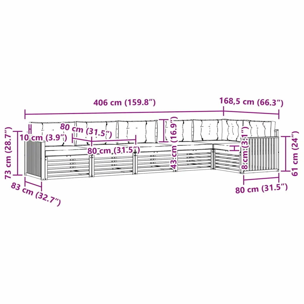 Set di divani da esterno 6 pz Bianco e Crema Poliestere 3390560