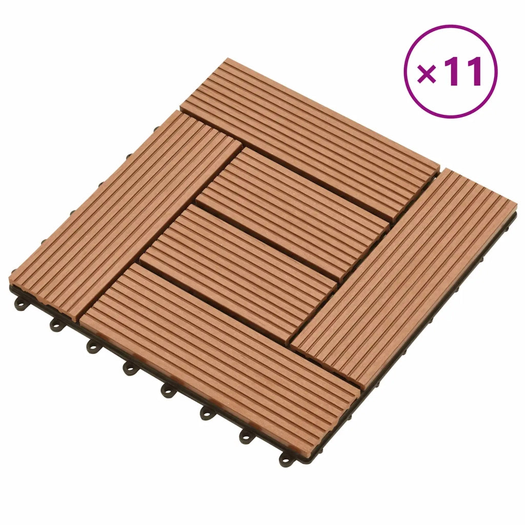 Piastrella per Decking 11 pz Marrone 30 x 30 cm WPC CFW9909107