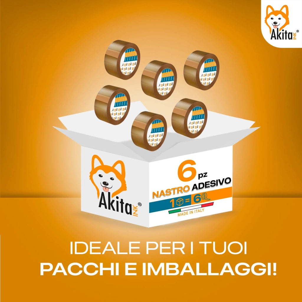Akitaink Nastro Adesivo Avana 50x66 mt Silenzioso 6 Pezzi