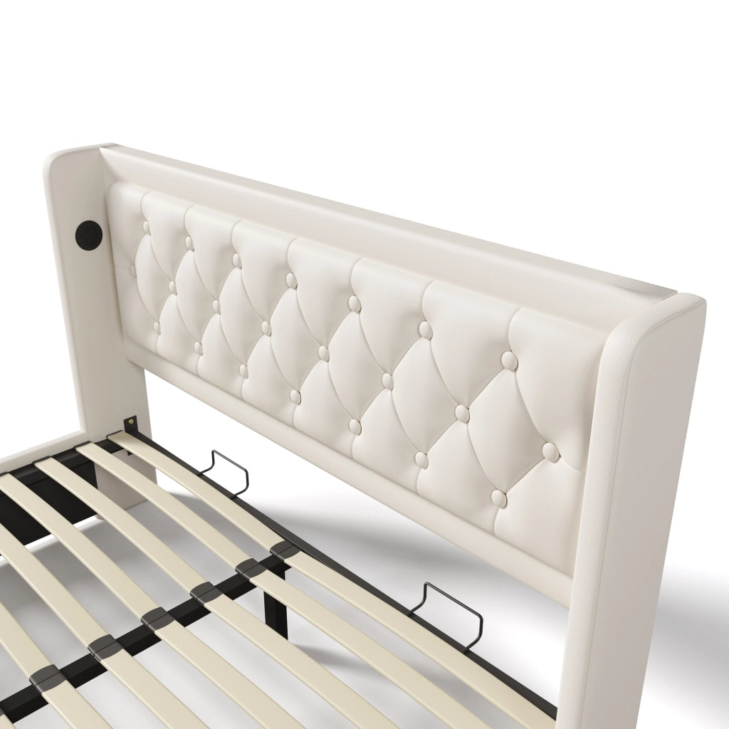 Letto matrimoniale contenitore 180x200 cm bianco in PU