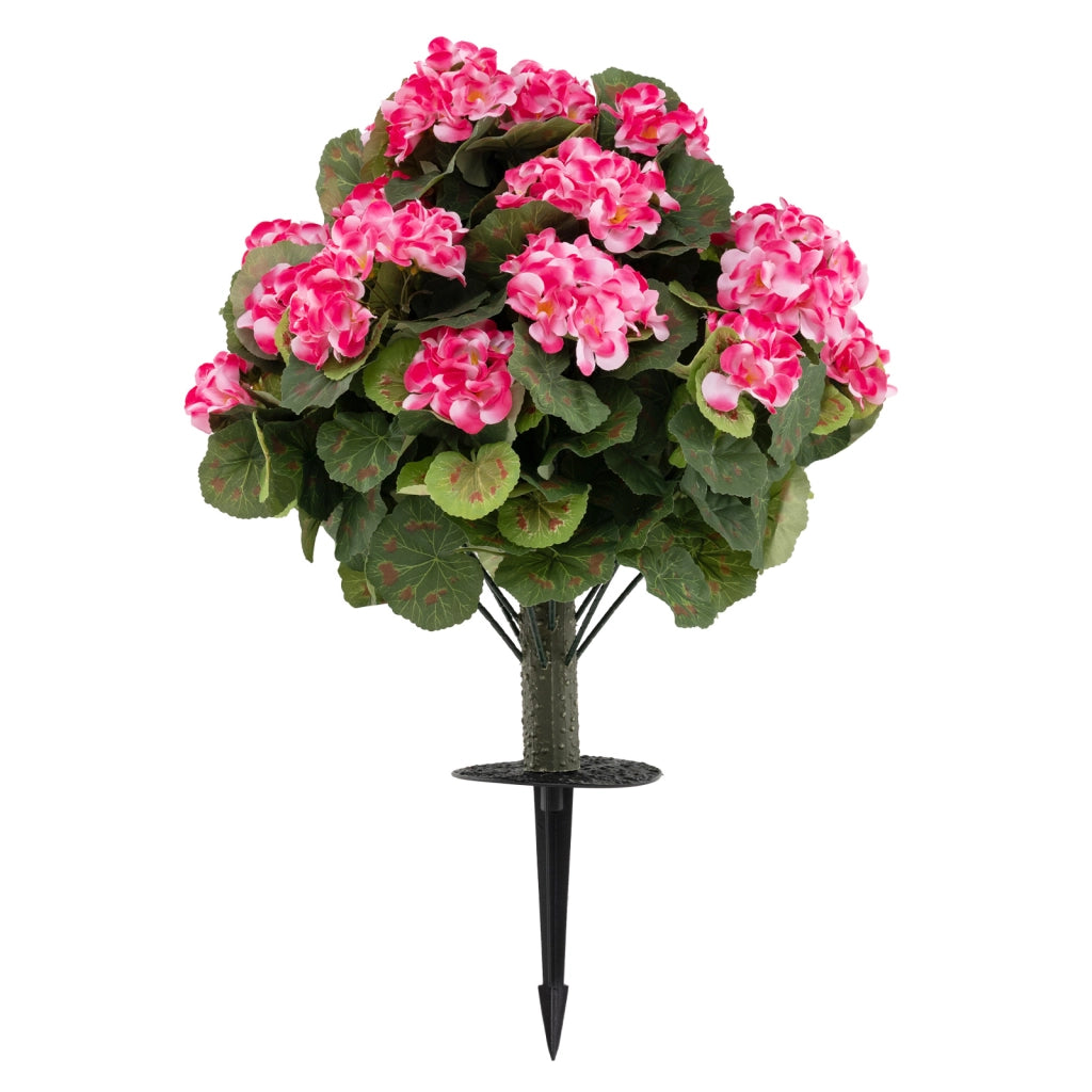 2 Mazzi di begonia artificiali 57 cm con fiori e foglie in seta tronco realistico in PE, Begonie finti per decorazioni con picchetti Rosa