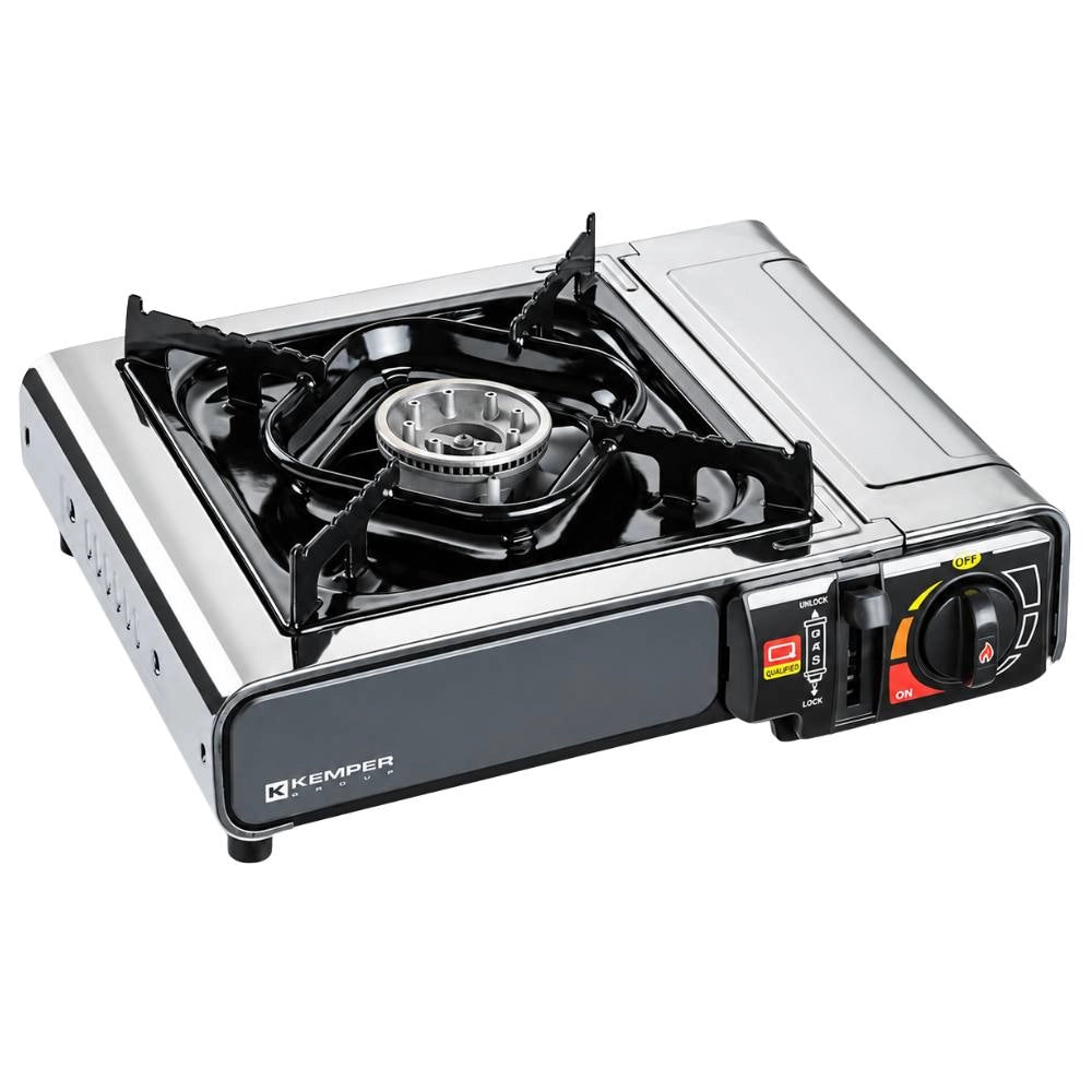 Kemper fornello portatile per cartuccia 577 grigio acciaio inox protetto dal surriscaldamento 160 g/h 2,2 kw 2200 watt