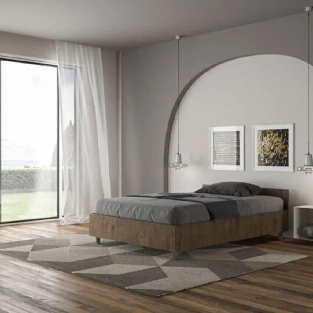 Letto una piazza e mezza con rete 120x200 noce Nuamo