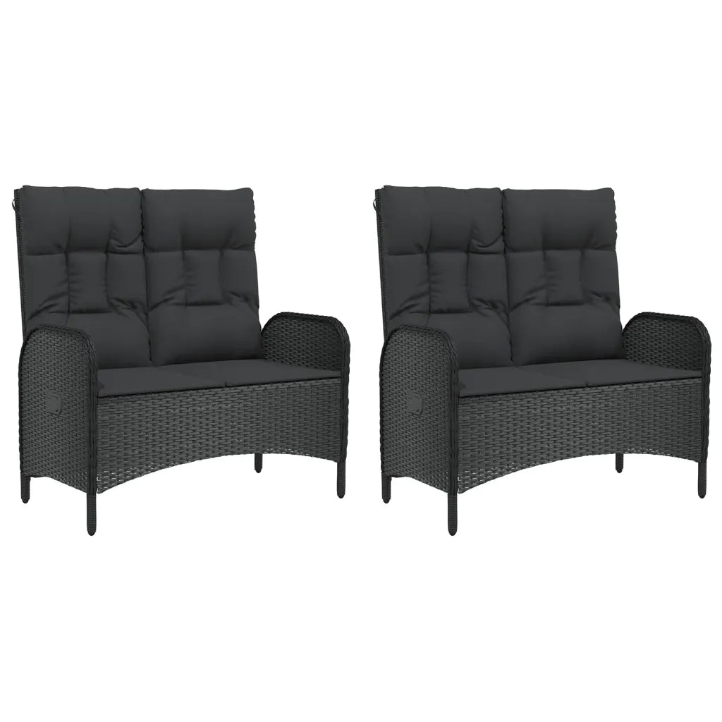 Set da Pranzo da Giardino 5 pz Nero con Cuscini in Polyrattan 3185090
