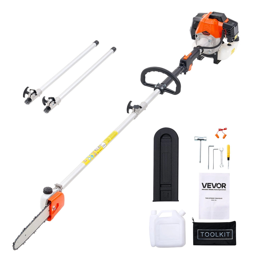 Potatore Telescopico a Scoppio 4300 da 43 cc a 2 Tempi con Barra 25,4 cm Asta Estensibile da 2,08 m a 3,58 m per Giardino