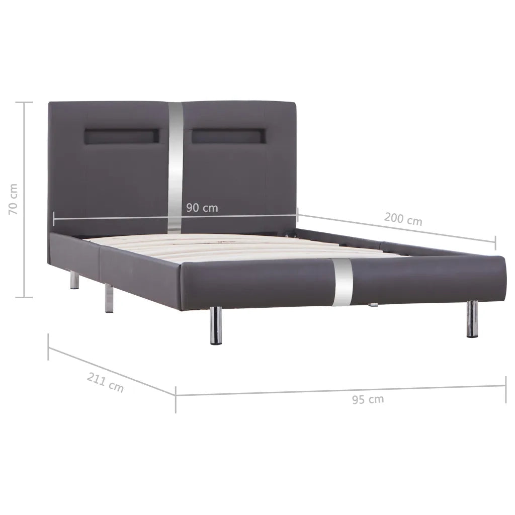 Giroletto con LED senza Materasso Grigio in Similpelle 90x200cm 280856