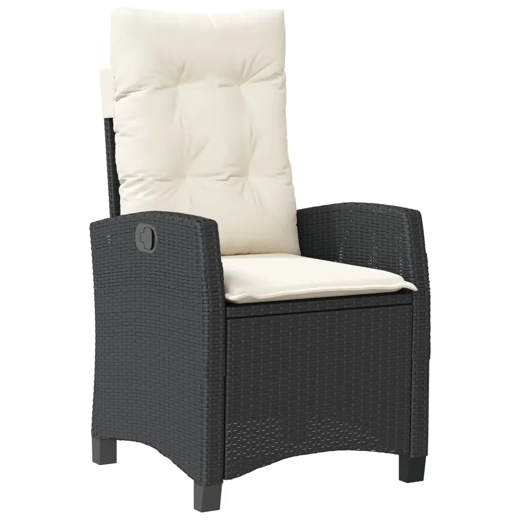 Set da Pranzo da Giardino 7 pz Nero con Cuscini in Polyrattan 3212631