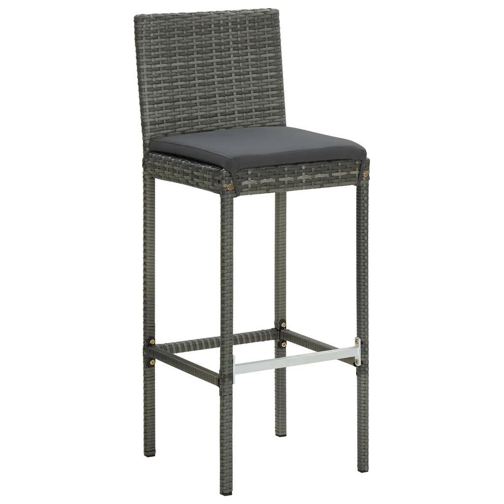 Set Bar da Giardino 5 pz con Cuscini in Polyrattan Grigio 3064797