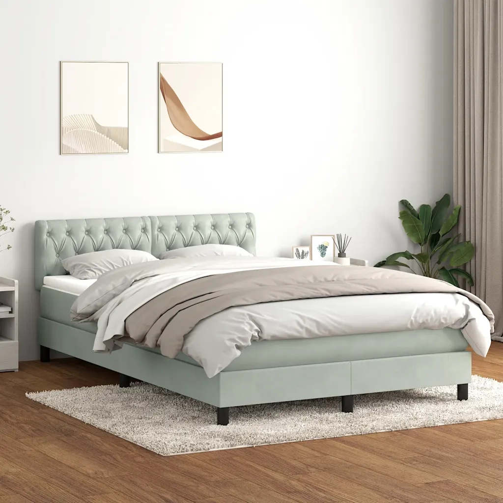 Letto a Molle con Materasso e LED Grigio Chiaro 160x210cm 3317175