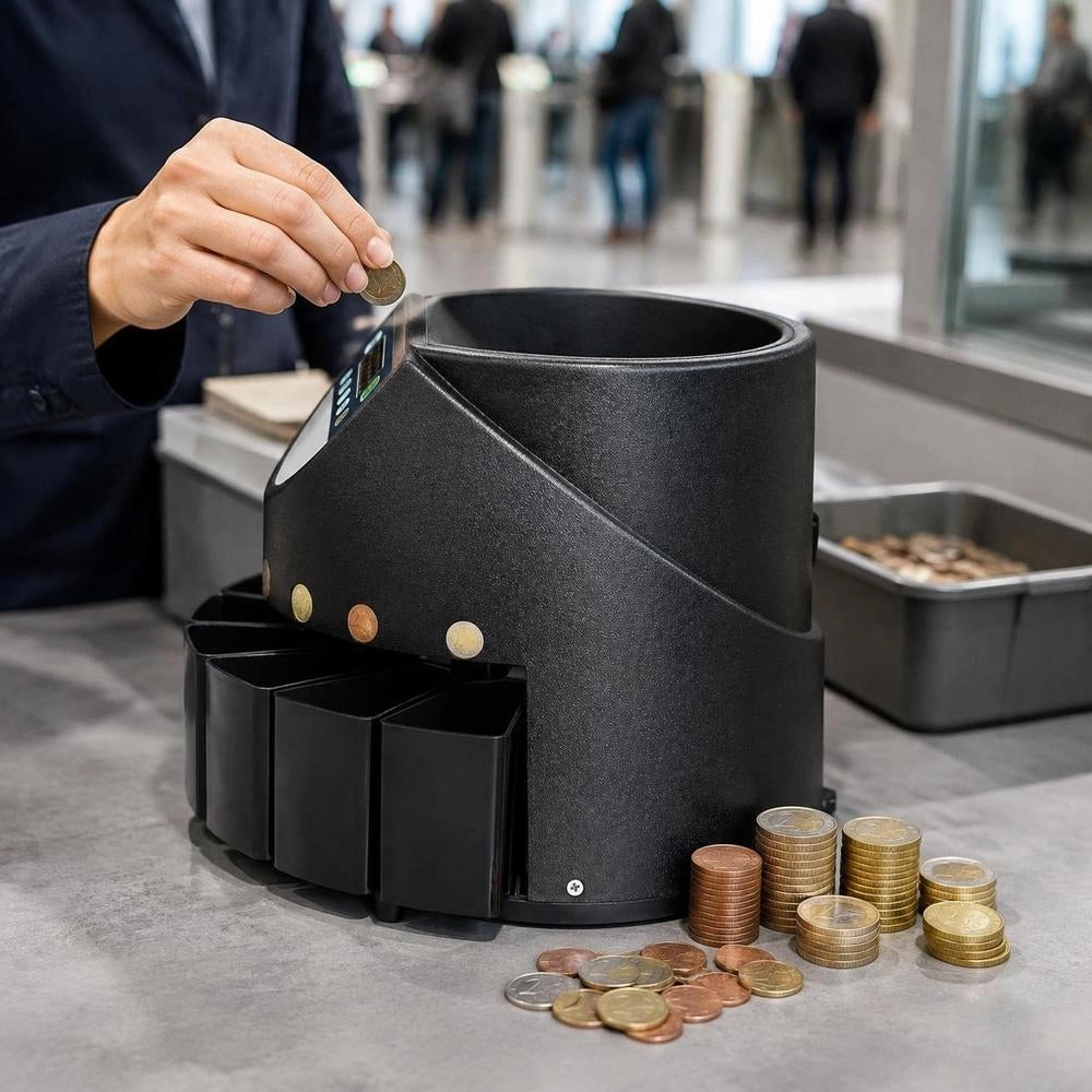 Coin Counting Machine, 220V; Coin Sorter, 300 Coins Per Minute; Coin Sorter, 700 Coin Capacity; Euro Coin Counter With 8 Collection Boxes; Money Counter, For Subways