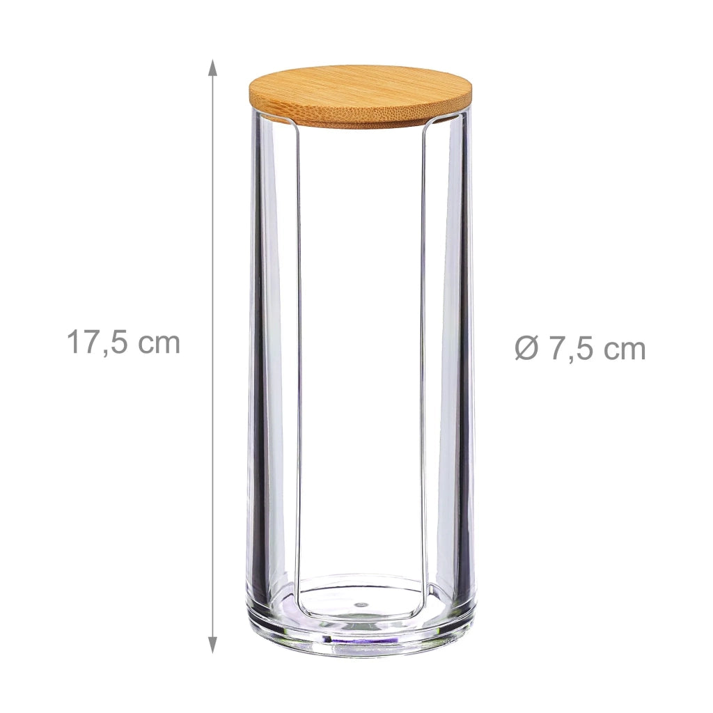 Set di 2 pratici dispenser rotondi portaoggetti da bagno 20 x 7 cm in acrilico trasparente 13_0006381