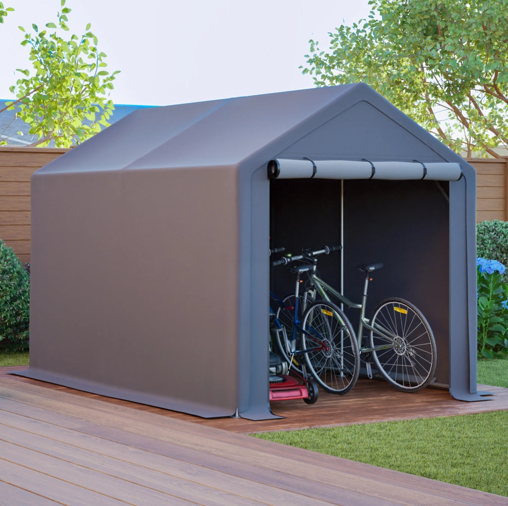 Tenda deposito ULEVR 296x190x200 cm in PE grigio scuro con struttura in acciaio zincato e porta avvolgibile