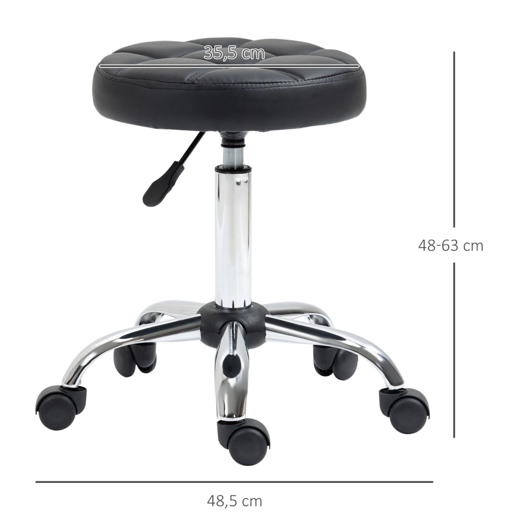 Set 2 sgabelli girevoli ULEVR con ruote, altezza regolabile 48-63 cm, seduta ?35,5 cm in similpelle nera