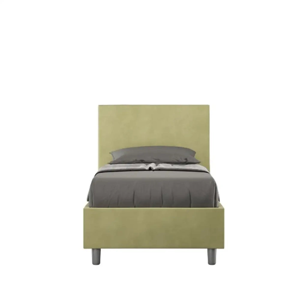 Letto singolo senza rete imbottito 80x200 microfibra tè verde Adele