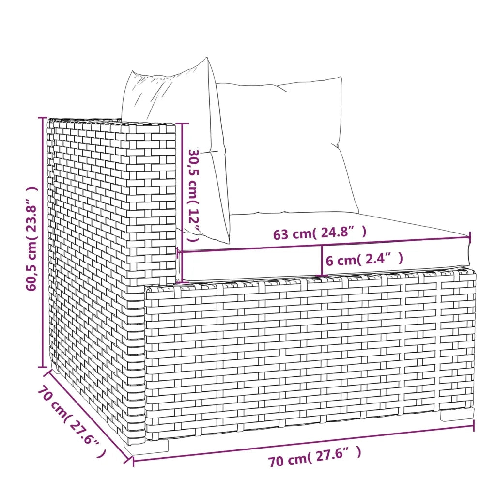 Set Divani da Giardino 8 pz con Cuscini in Polyrattan Marrone 3101555