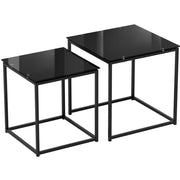 TAVOLINI DA SALOTTO Set da 2 pezzi 42/50 cm Vetro temperato Nero