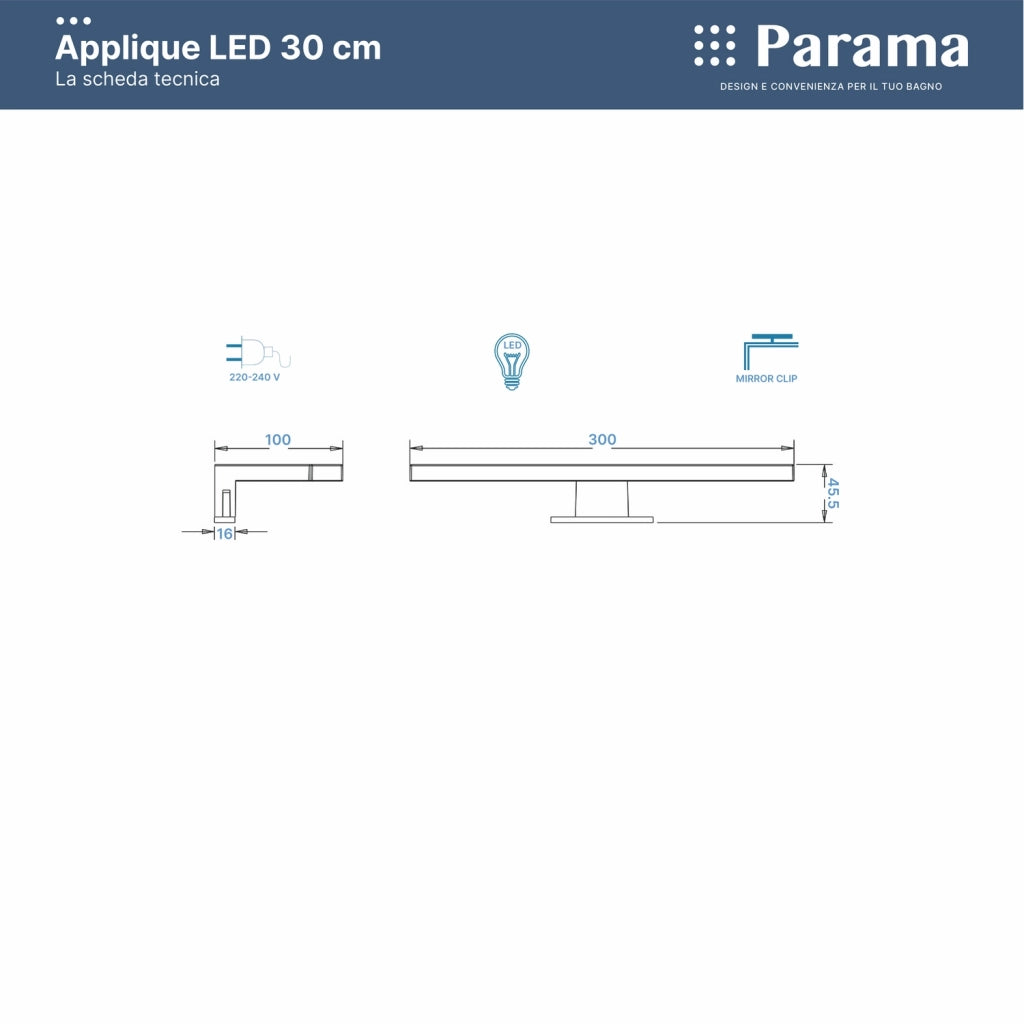 Specchio filolucido 70x70 cm reversibile con applique led | Easy