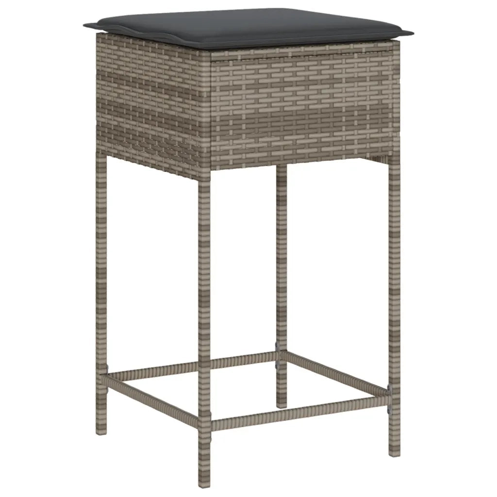 Set Bar da Giardino 3pz con Cuscini Grigio in Polyrattan 3261488