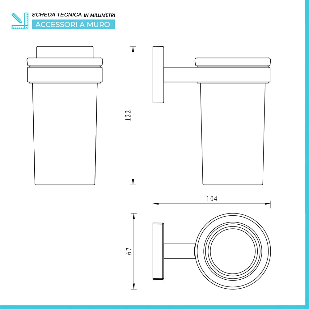 Set accessori a muro 6 pezzi in acciaio cromato e viti incluse  Easy