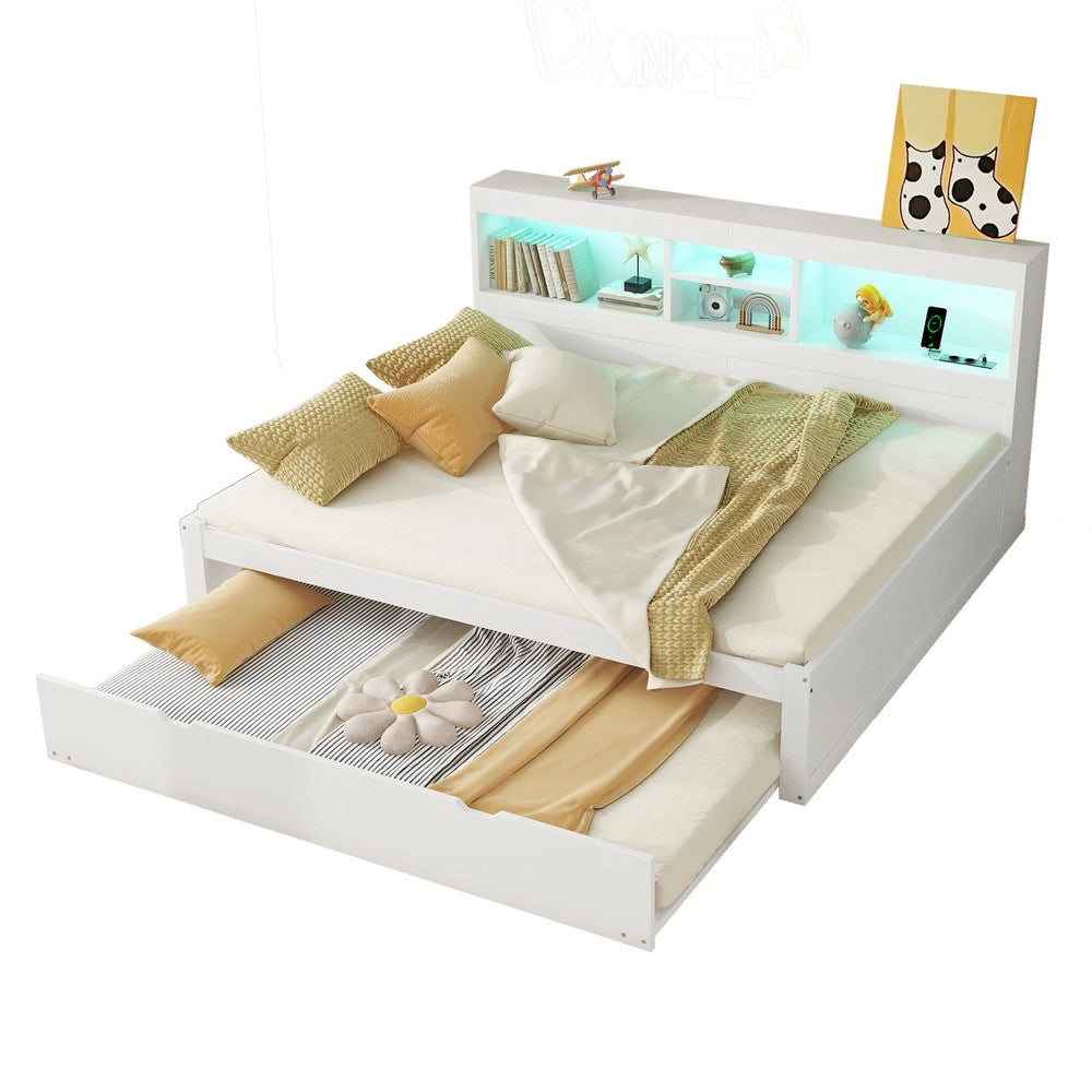 Letto Divano con LED e Contenitore ¨C MINIMAL ¨C Bianco 140x200