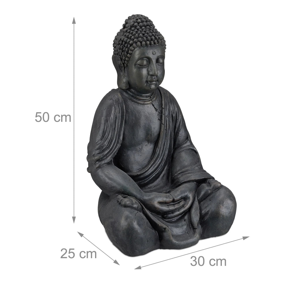 Statua di Buddha da meditazione 50 x 30 x 25 cm decorativa da esterno atmosfera zen in ceramica beige 13_0006314