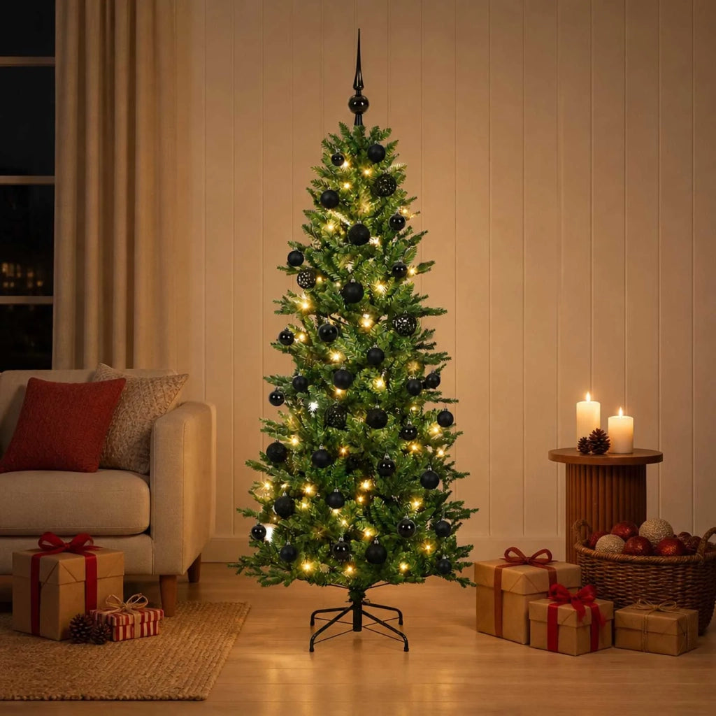 Albero di Natale artificiale con palline 150 cm 150 LED 3465564