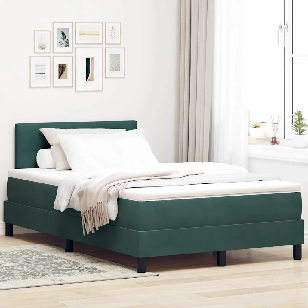 Letto a molle con materasso Verde Scuro 120 x 190 cm Velluto 3339095