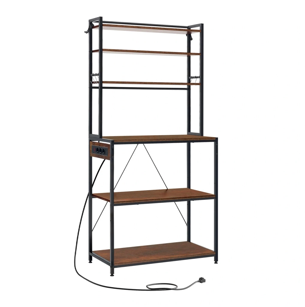 MENSOLA CUCINA con prese 80 x 167 x 40 cm Rustico Marrone