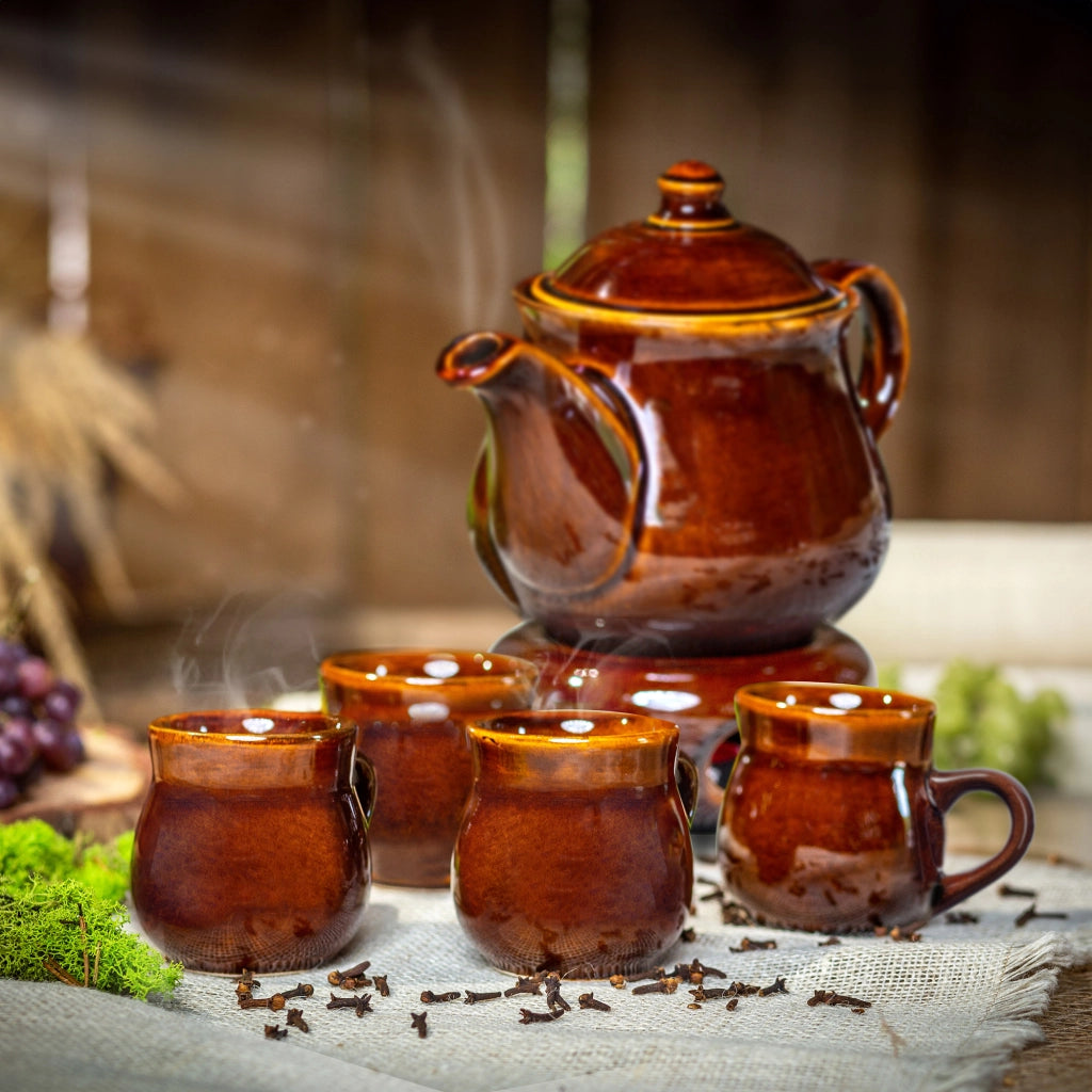 Set di 4 tazze da vin brulé KADAX da 250 ml con bollitore e riscaldatore.