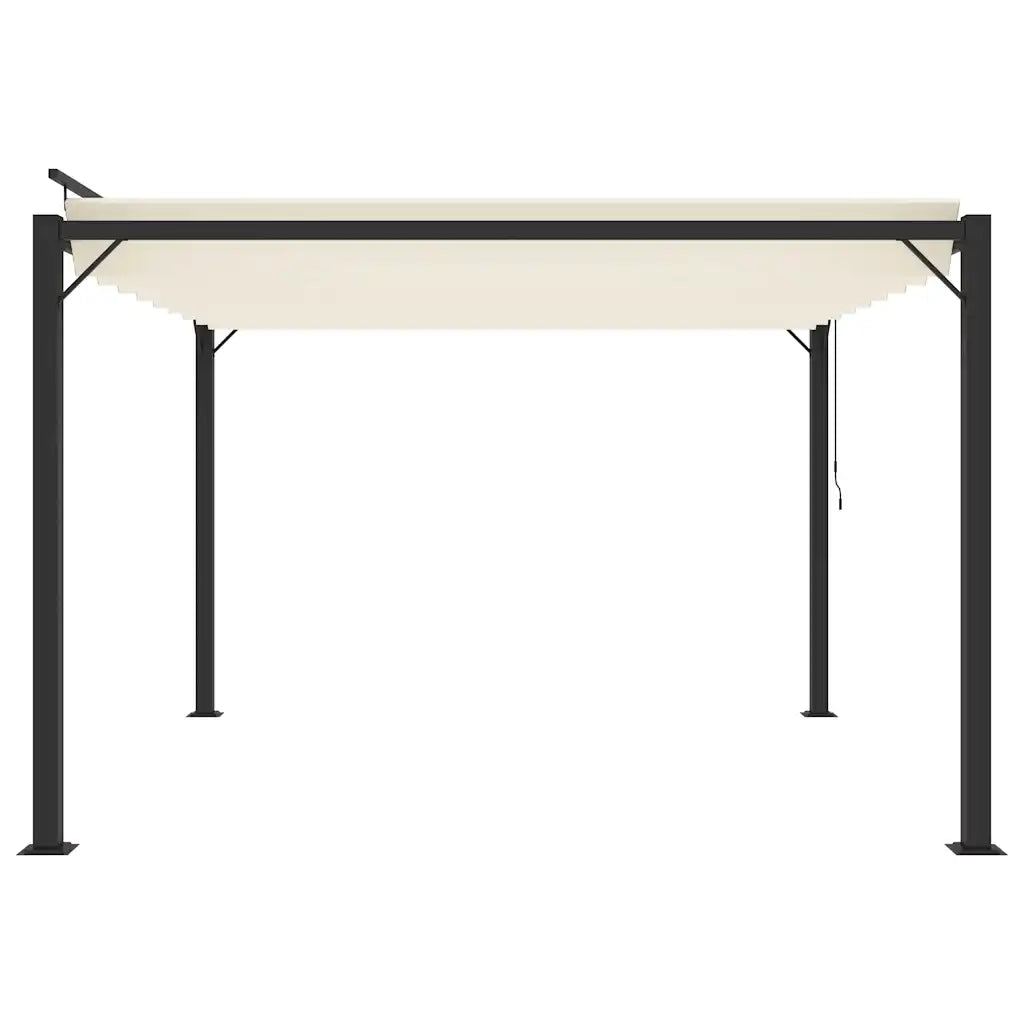 Gazebo con Tetto a Lamelle 3x3 m in Tessuto Crema e Alluminio 313924