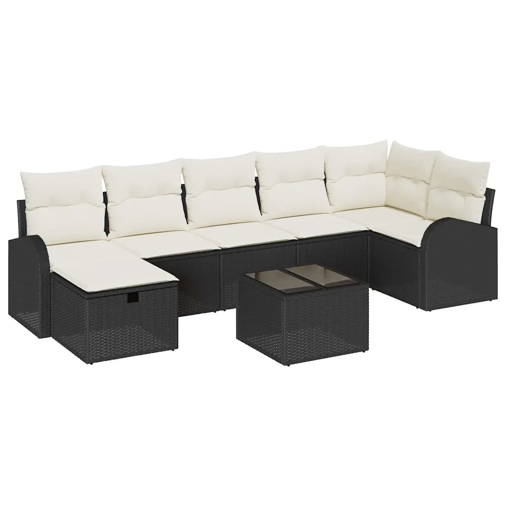 Set di divani con cuscino Nero e Crema polyrattan 3359106