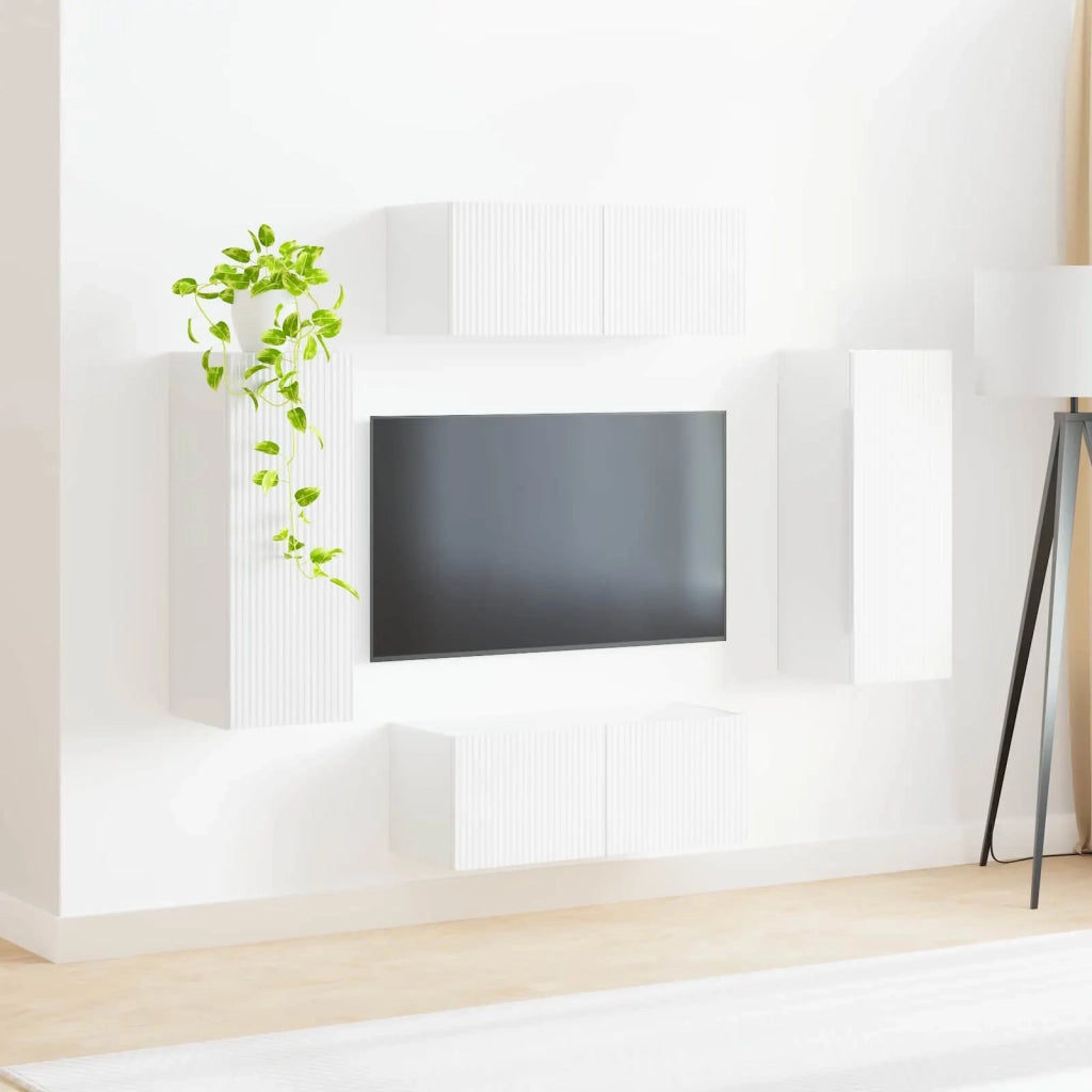 Set di Mobiletto da TV a Parete 4 pcs Bianco Lucido 3408920
