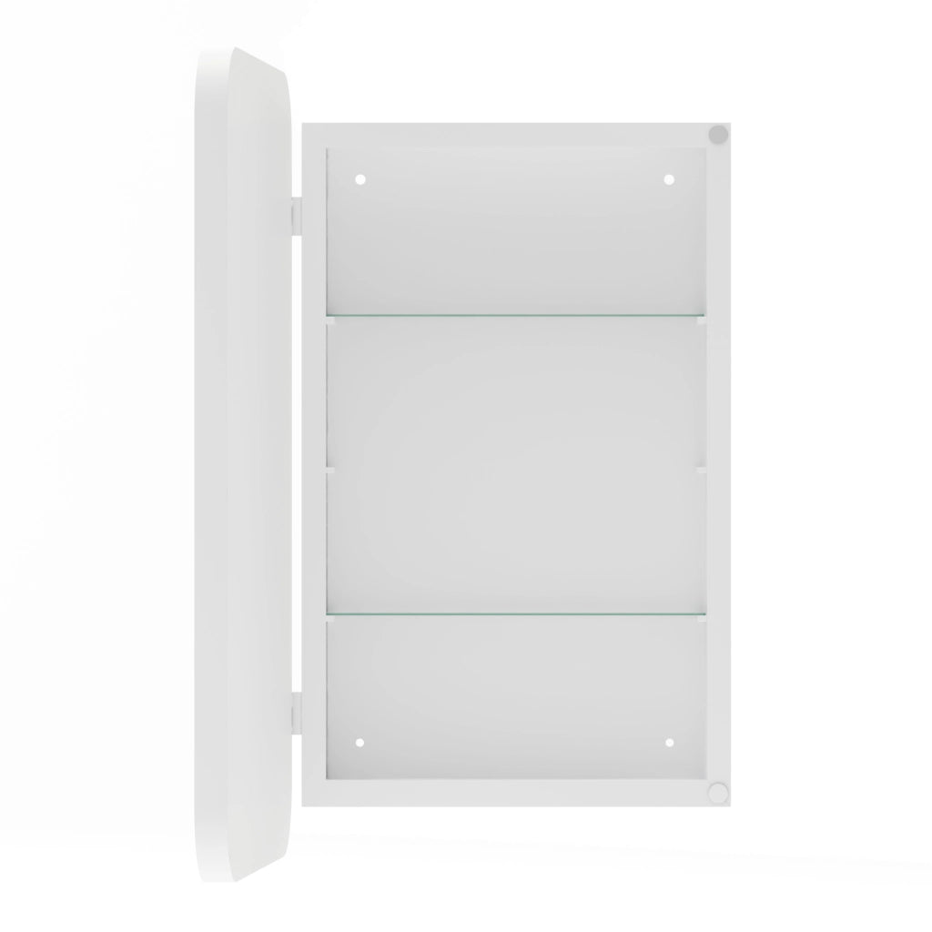 Mobile con specchio con 2 ripiani regolabili - per bagno e camera da letto - bianco