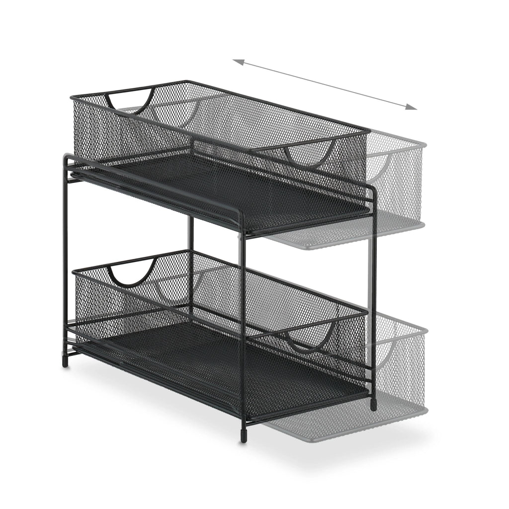 Pratico organizer a 2 cesti estraibili per cucina e bagno 32 x 19 x 35,5 cm in acciaio grigio 13_0014153