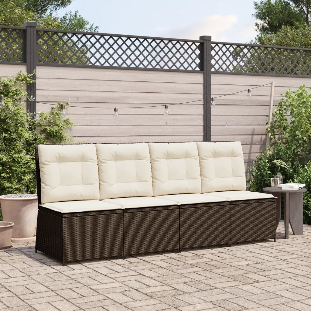 Divano Reclinabile da Giardino con Cuscini Marrone Polyrattan 368974