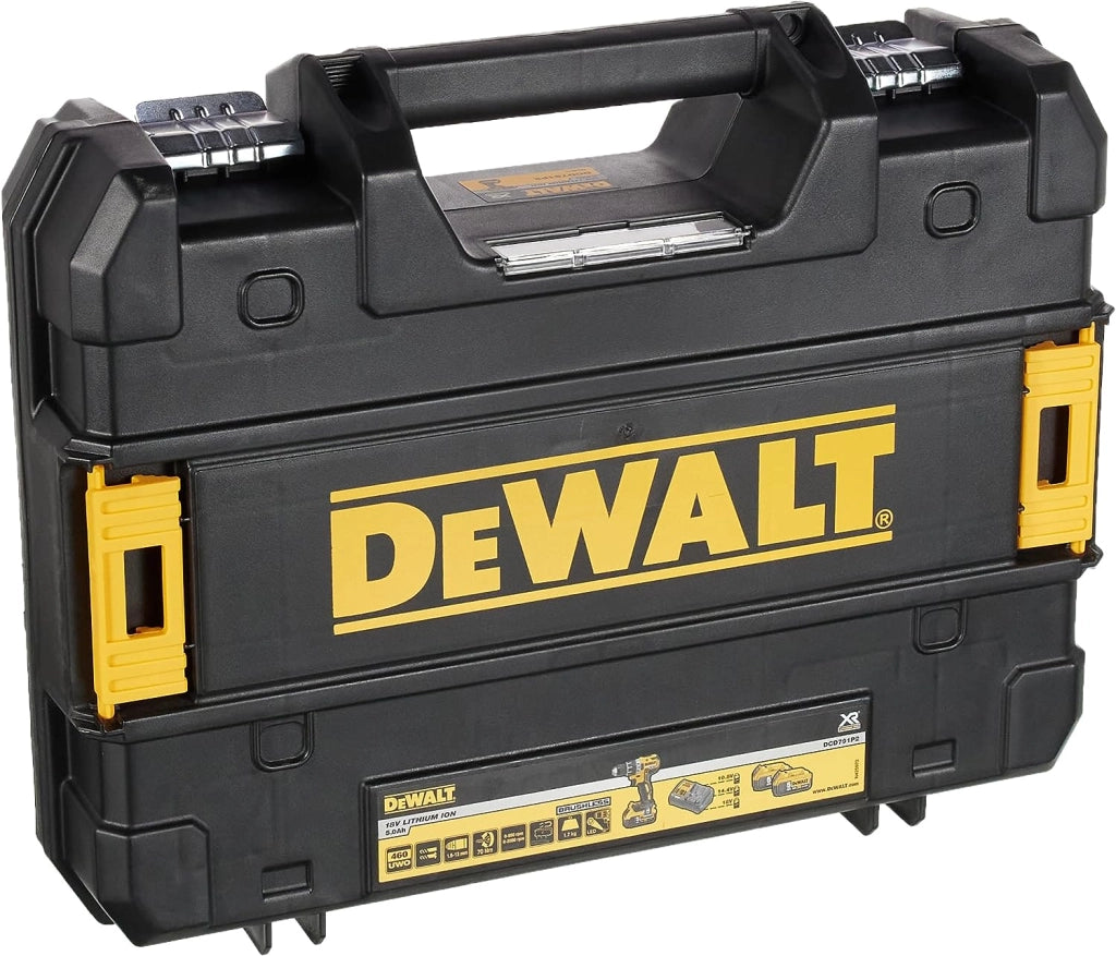 DeWalt DCD791P2 Trapano avvitatore 5.0 Ah, motore Brushless 18 V, 2 velocità con valigia TSTAK