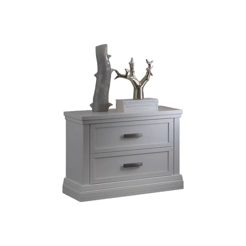 Comodino classico 2 cassetti legno shabby bianco 63x39x54 - Mobili 2G