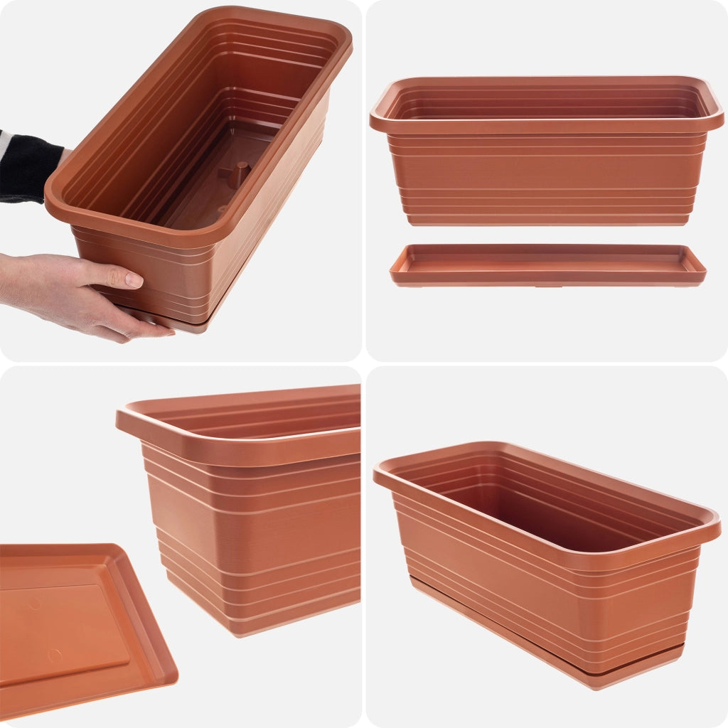 Vaso da fiori per balcone KADAX, 40 cm + sottovaso rosso mattone