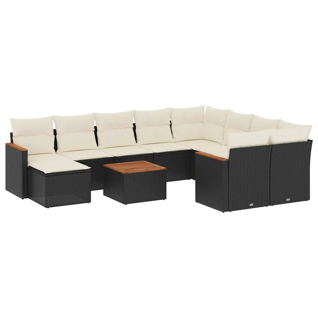 Set Divani da Giardino 11 pz con Cuscini in Polyrattan Nero 3226560