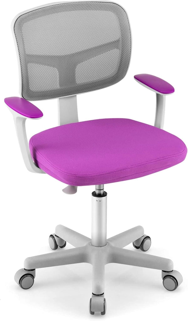 Sedia per Scrivania per Bambini, Sedia per Computer per Bambini con Altezza Regolabile, Ruote con Freni, Sedile Girevole a Rete, Sedia Ergonomica per Bambini 3-10 Anni (viola)