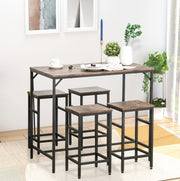 TAVOLO BAR con 4 Sgabelli 100x60x88 cm Marrone Rustico e Nero