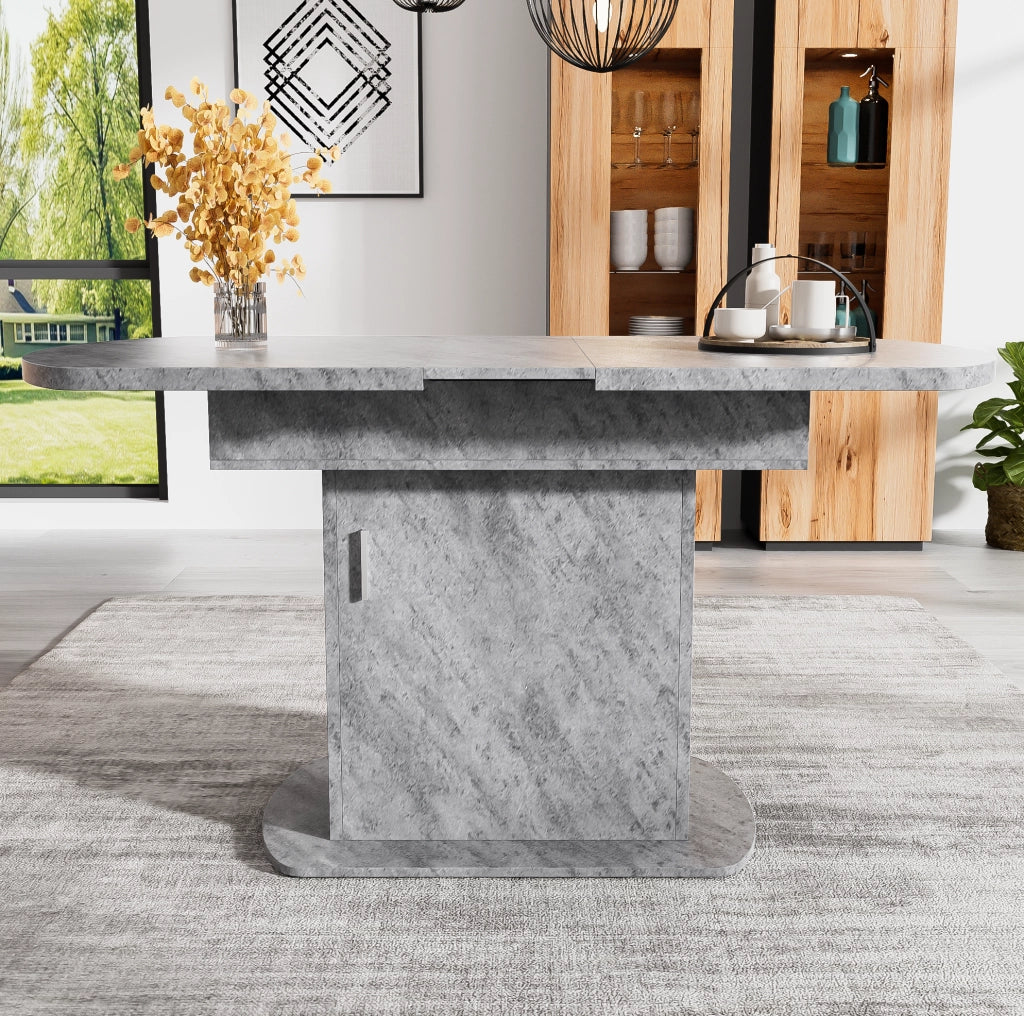 Tavolo da pranzo allungabile con contenitori; grigio