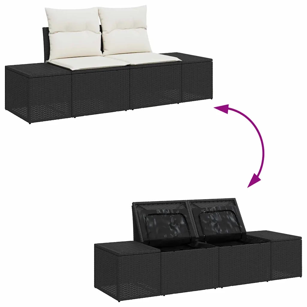 Set Divano da Giardino 8 pcs Nero e Crema Poly Rattan 3355776