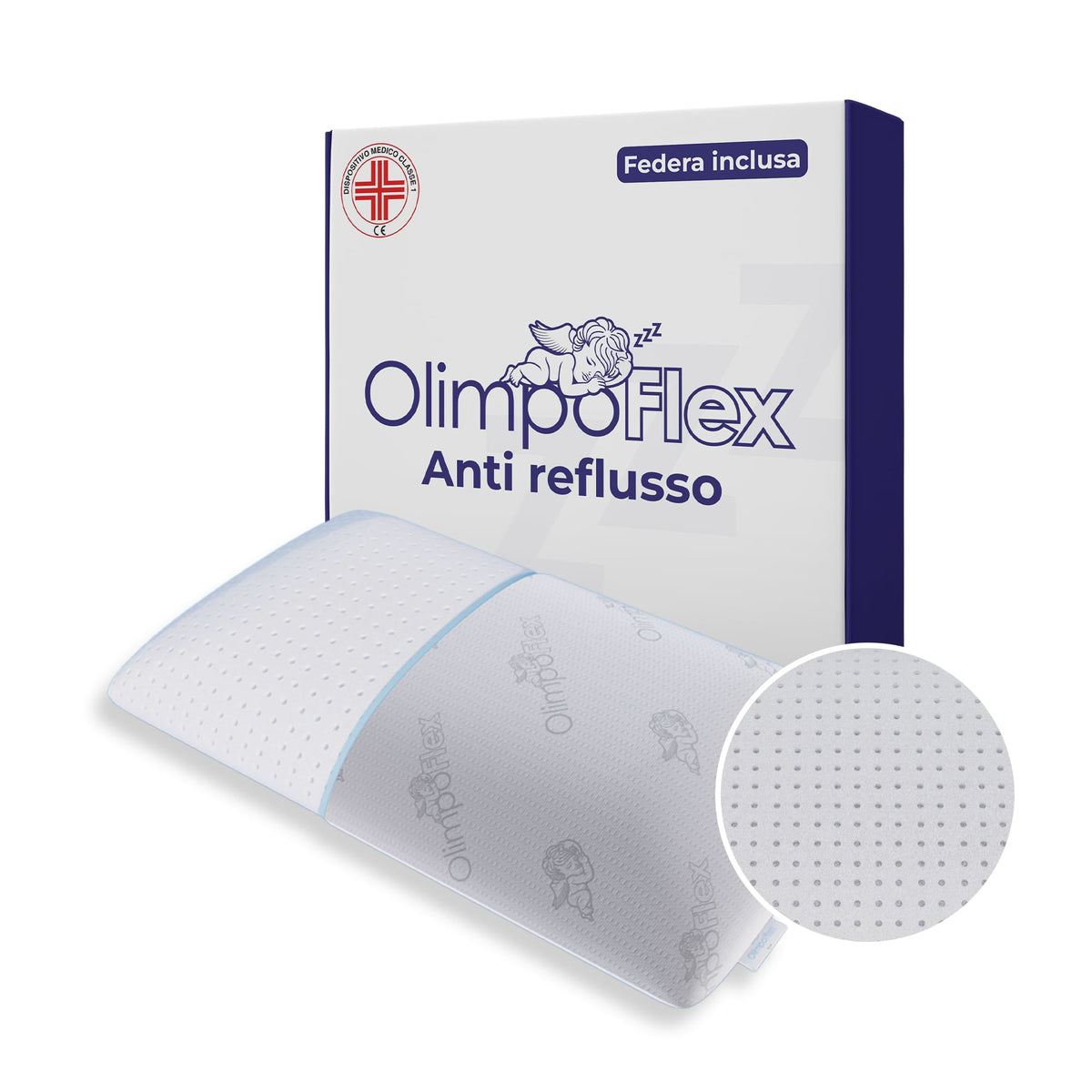 Cuscino in memory foam Anti-Reflusso - Morbido e Ergonomico - Demetra - 72x42x16cm