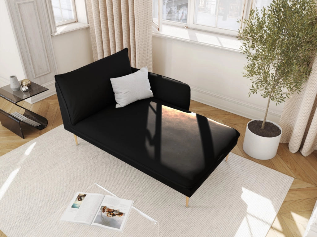 Cosmopolitan Design - Chaise longue destra "Vienna" in velluto nero 