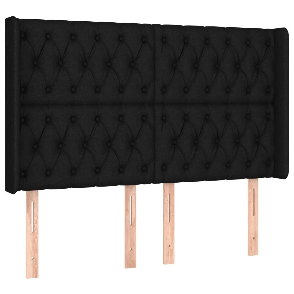 Letto a Molle con Materasso e LED Nero 140x190 cm in Tessuto