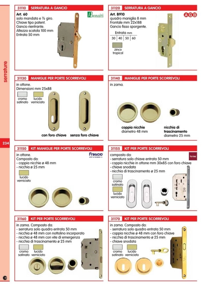 1pz kitxporte scorrevole con coppia nicchie ovale chiave snodata finitura cromo cod:ferx.3878