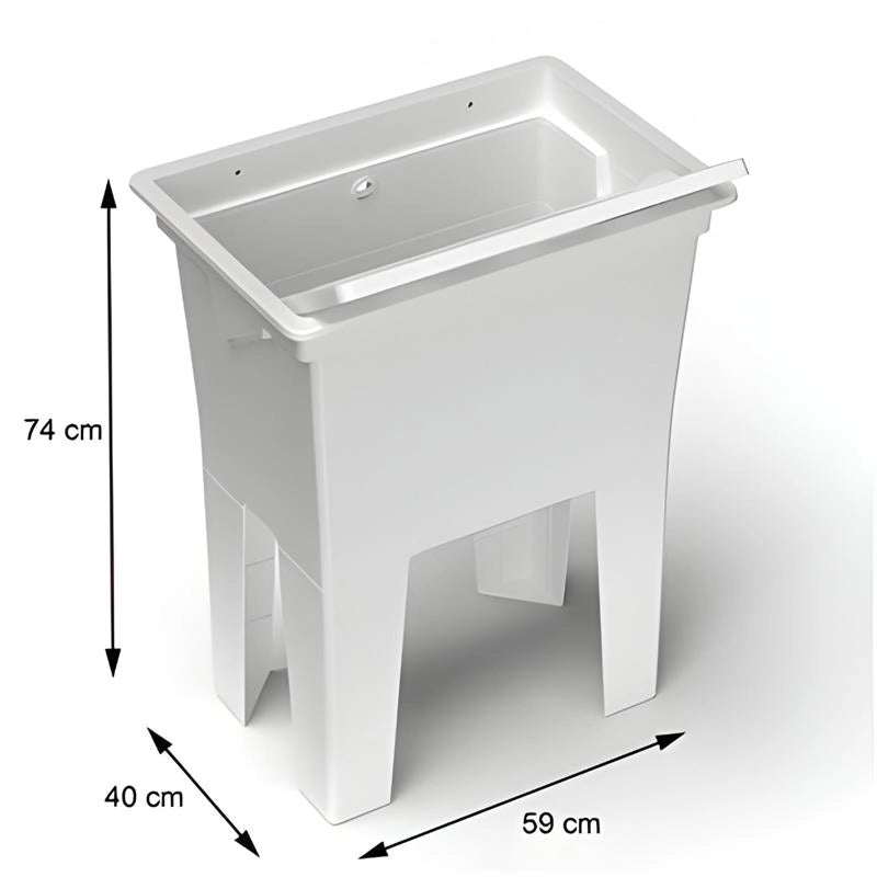 LAVATOIO-LAVAPANNI MONOBLOCCO IN RESINA PP IDEALE SIA PER AMBIENTI ESTERNI CHE PER AMBIENTI INTERNI 59X40X74 CM